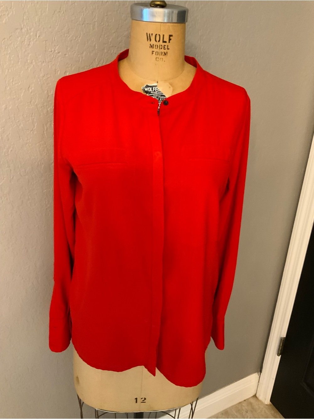 Cynthia Rowley Vibrant Red Button-Down Blouse, size Medium